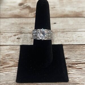 Charter Club Silver Ring with Sparkling Clear Stones Size 8